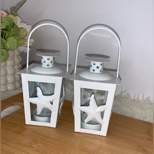 Tealight Candle Holders Beach Sand Dollar Design Mini Set of 2 EUC